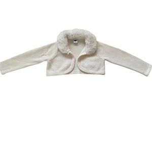 Janie & Jack ivory cropped cardigan with fur collar